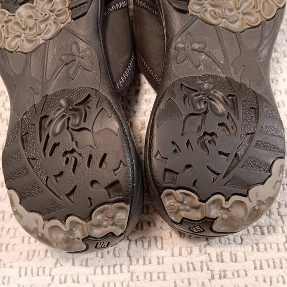 Columbia Women's 'Lima' Black Leather & Neoprene Toe Loop Slides Flip Flops sz 9 - Picture 10 of 11